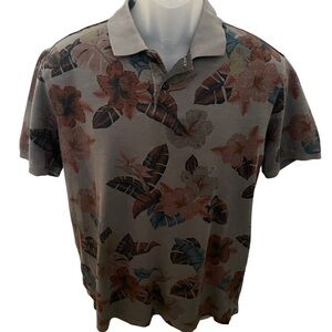 TOMMY BAHAMA Jeans Grey Floral Hibiscus Tropical Hawaiian Shirt Men M Medium
